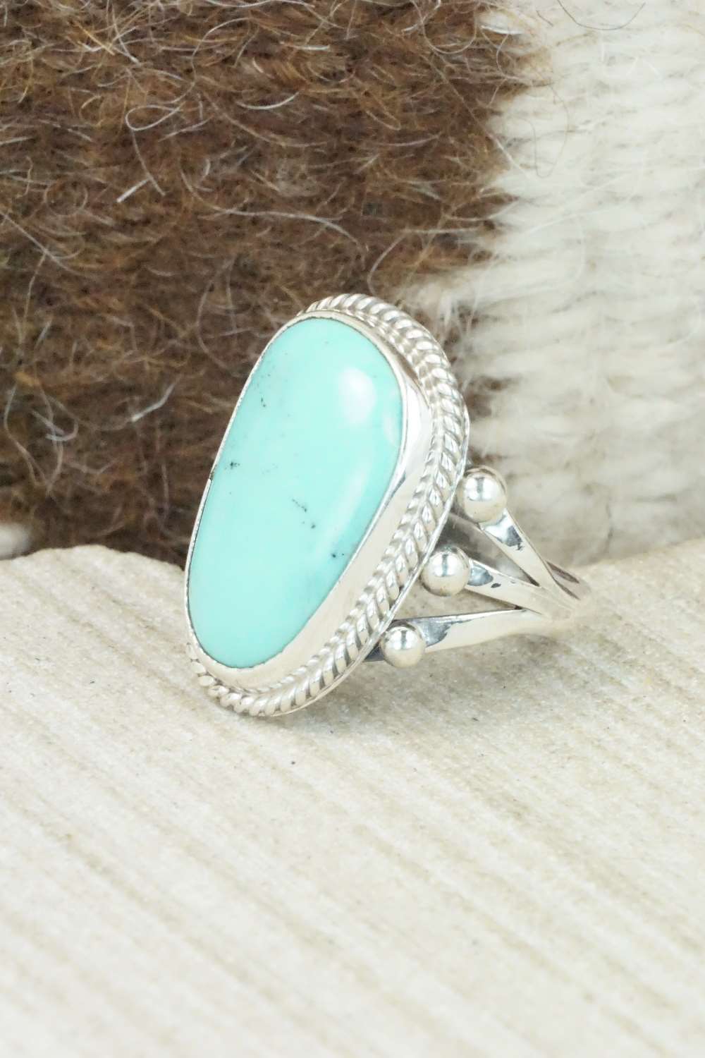 Turquoise & Sterling Silver Ring - Mark Barney - Size 5.75