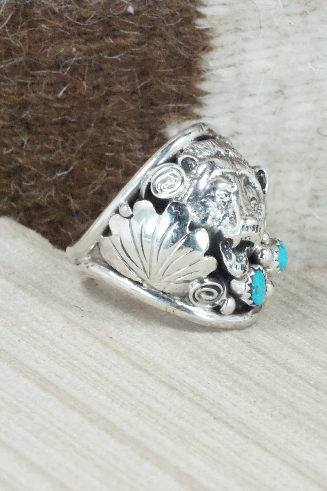 Turquoise & Sterling Silver Ring - Jeannette Saunders - Size 12.75