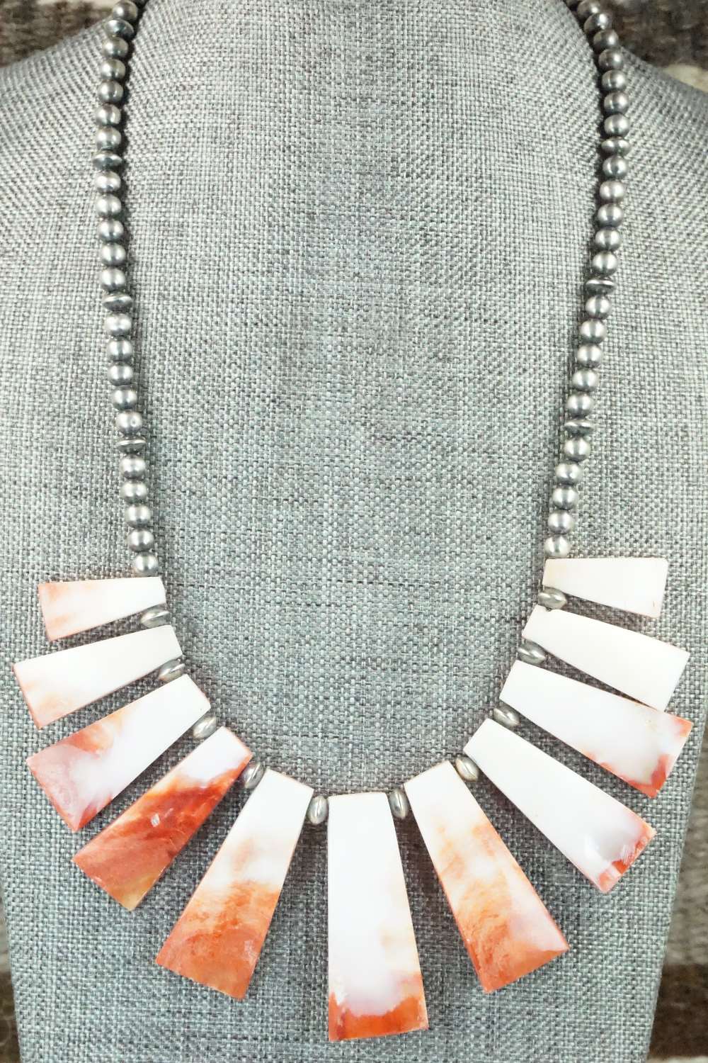 Spiny Oyster & Sterling Silver Pearl Necklace - Louise Joe