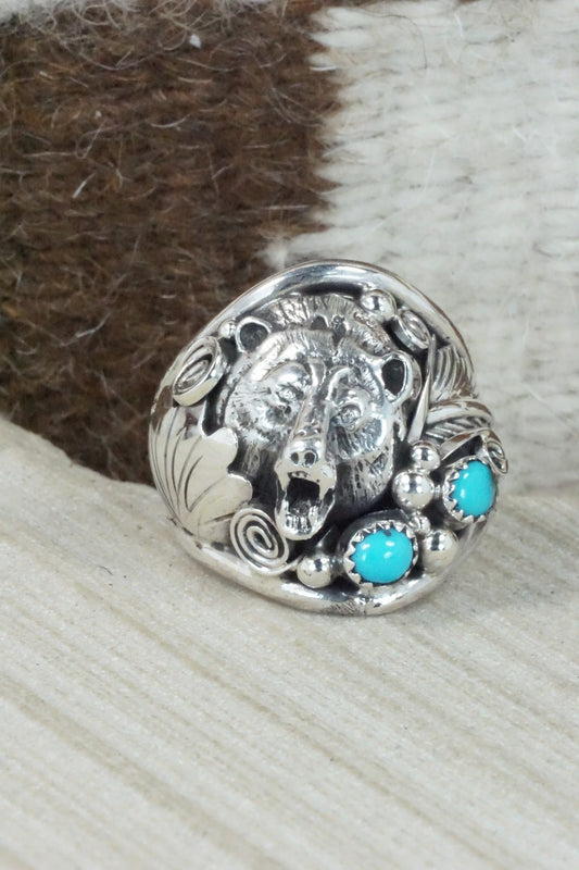Turquoise & Sterling Silver Ring - Jeannette Saunders - Size 13.5