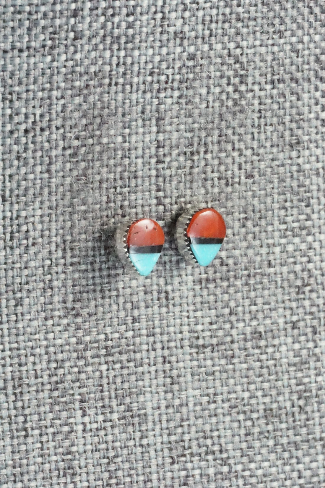 Turquoise, Coral, Onyx & Sterling Silver Earrings - Rosaline Bradley