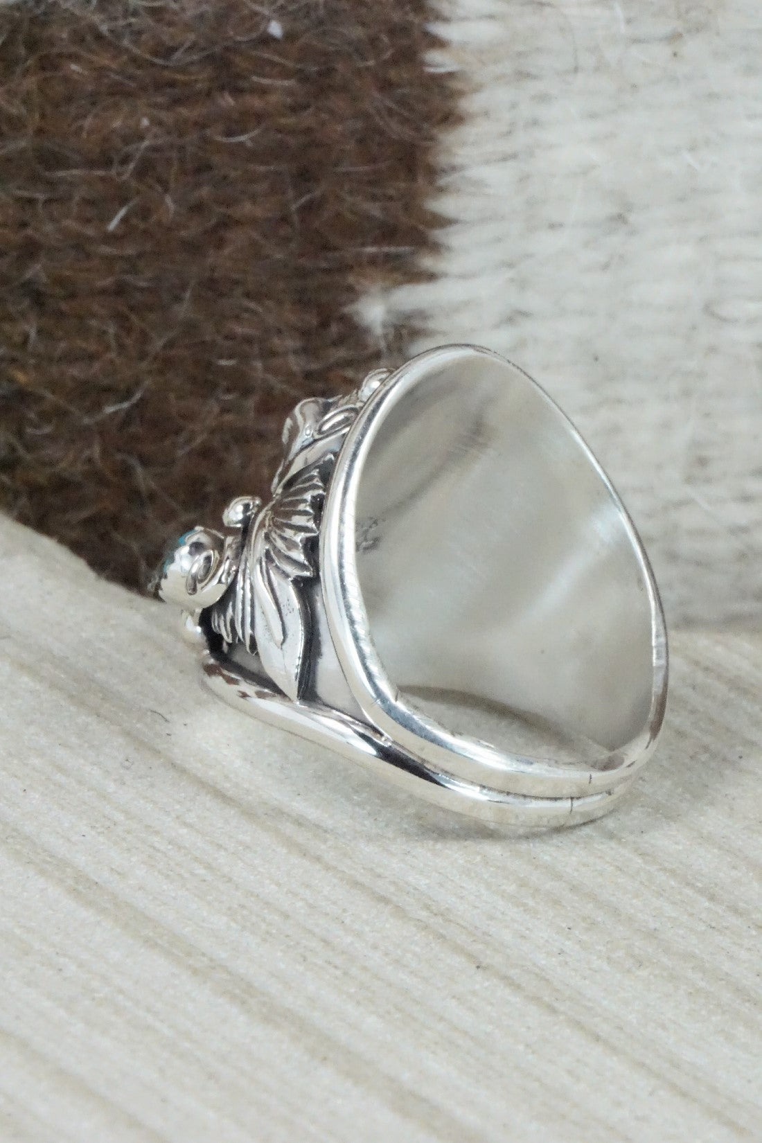 Turquoise & Sterling Silver Ring - Jeannette Saunders - Size 13.5