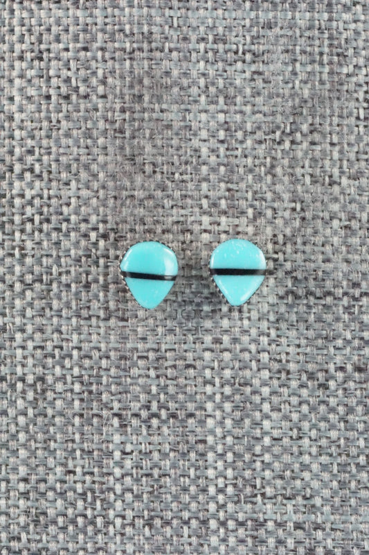 Turquoise, Onyx & Sterling Silver Earrings - Rosaline Bradley