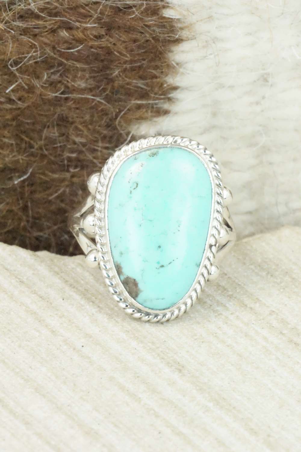 Turquoise & Sterling Silver Ring - Mark Barney - Size 8