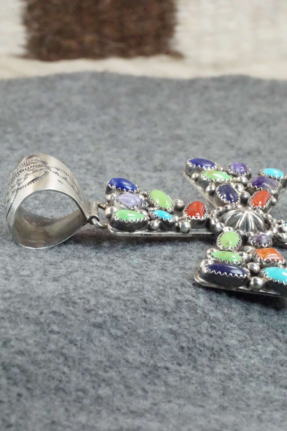 Multi Stone & Sterling Silver Pendant - Navajo