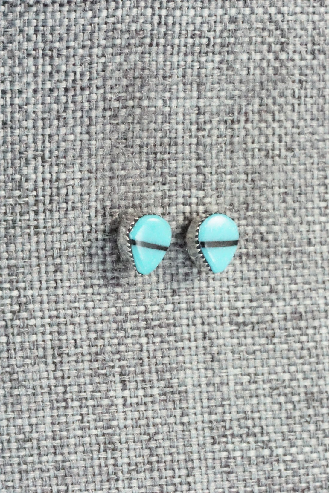 Turquoise, Onyx & Sterling Silver Earrings - Rosaline Bradley