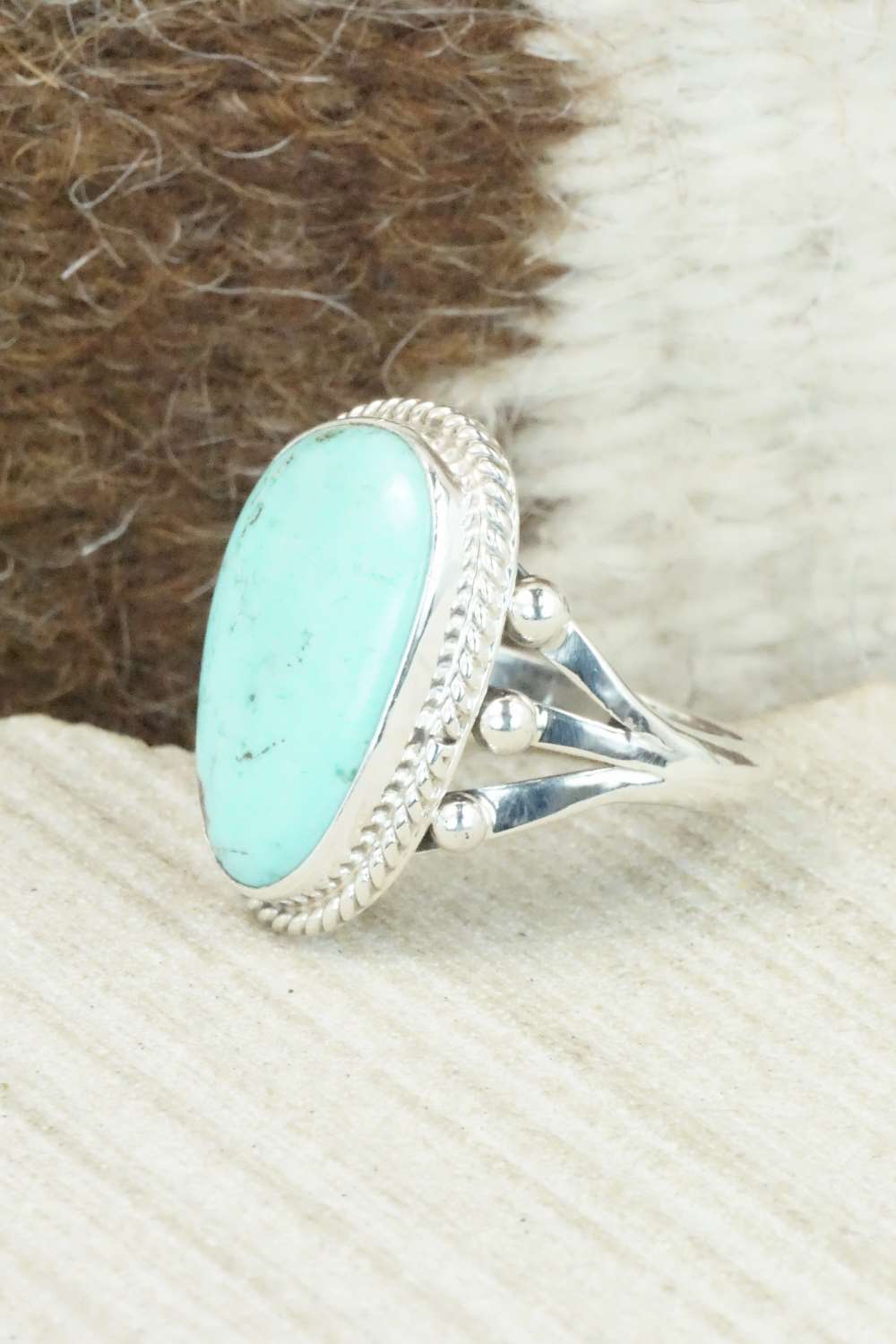 Turquoise & Sterling Silver Ring - Mark Barney - Size 8