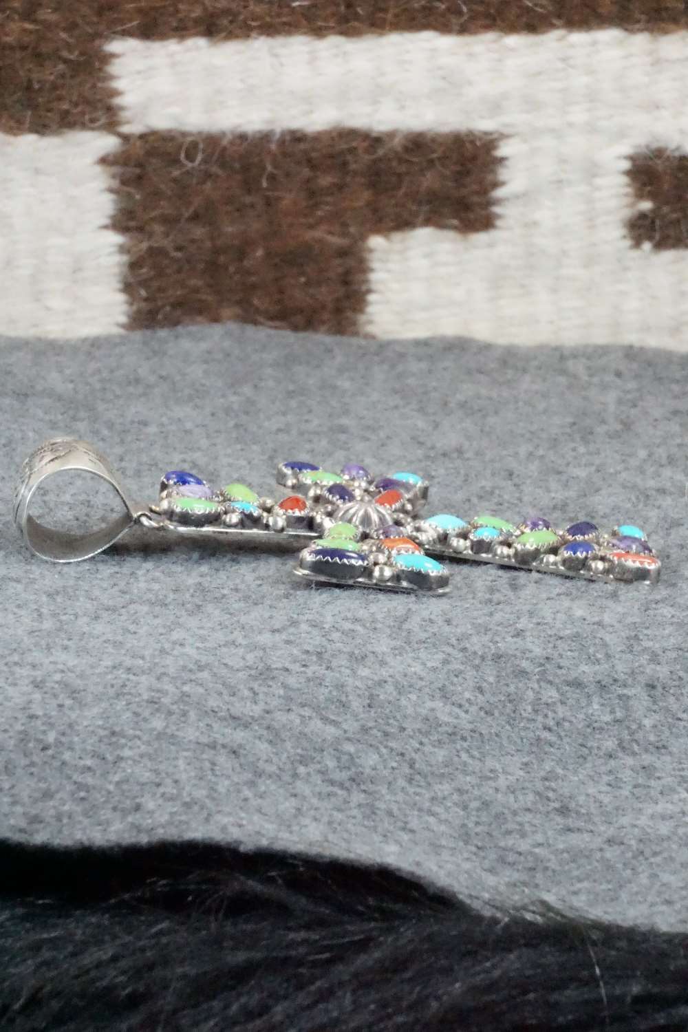 Multi Stone & Sterling Silver Pendant - Navajo