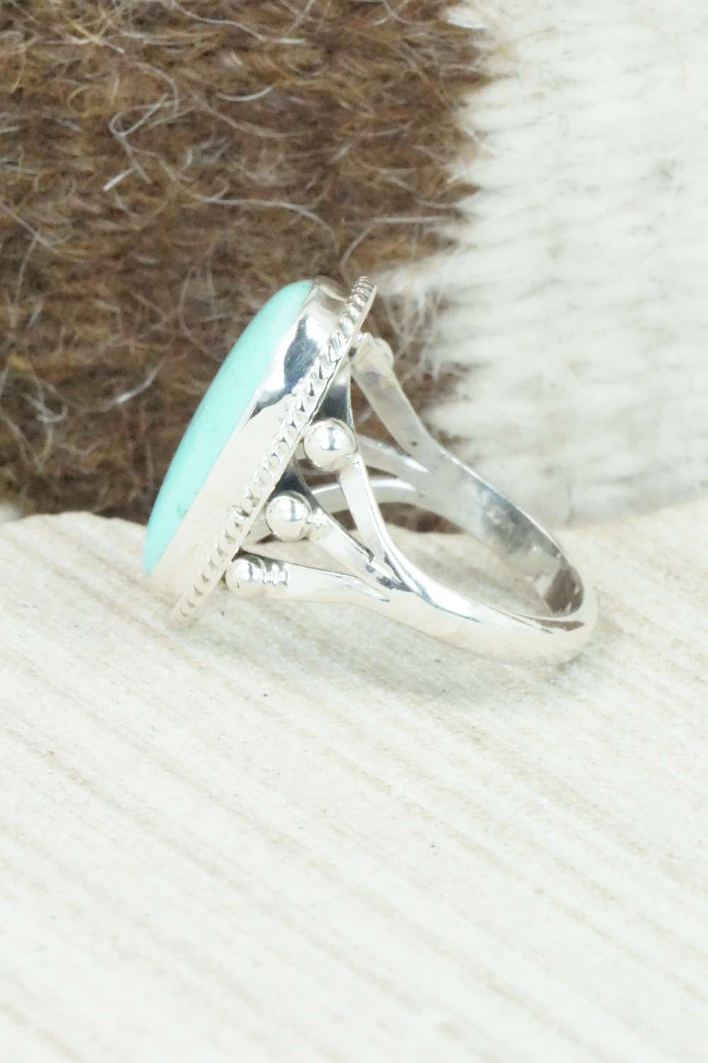 Turquoise & Sterling Silver Ring - Mark Barney - Size 8