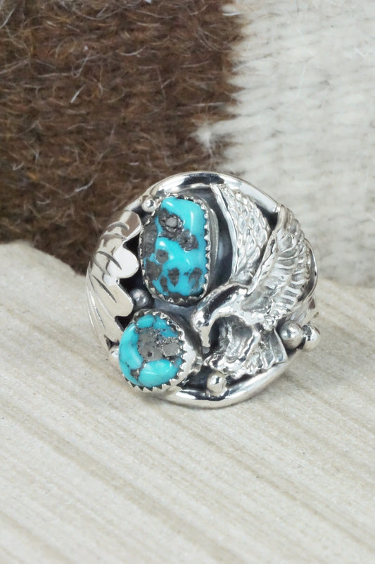 Turquoise & Sterling Silver Ring - Jeannette Saunders - Size 13.5
