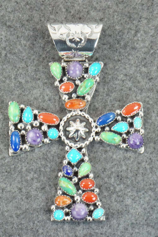Multi Stone & Sterling Silver Pendant - Navajo