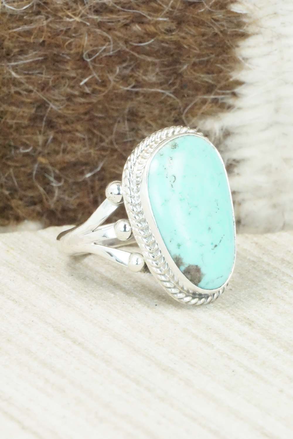 Turquoise & Sterling Silver Ring - Mark Barney - Size 8