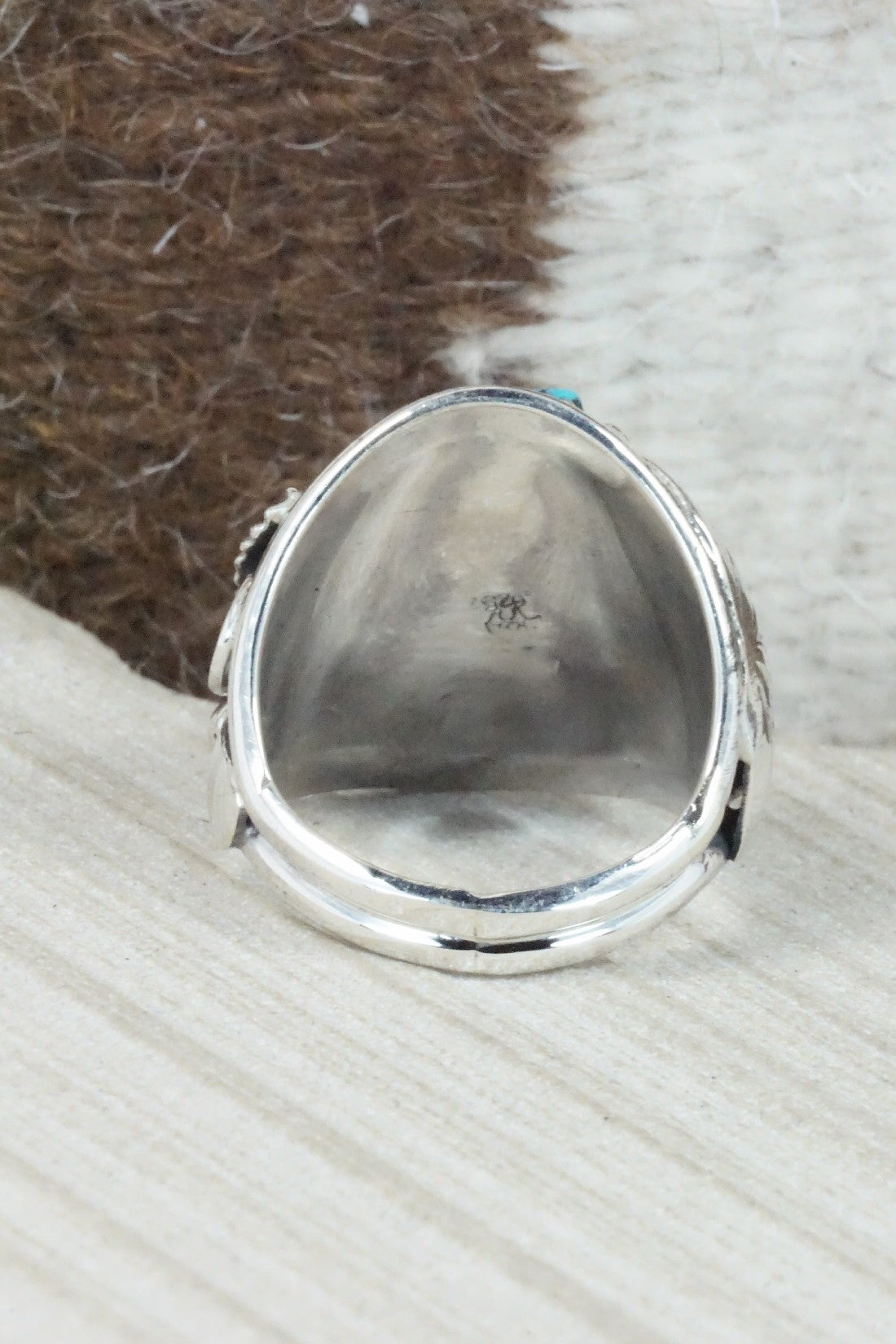 Turquoise & Sterling Silver Ring - Jeannette Saunders - Size 13.5