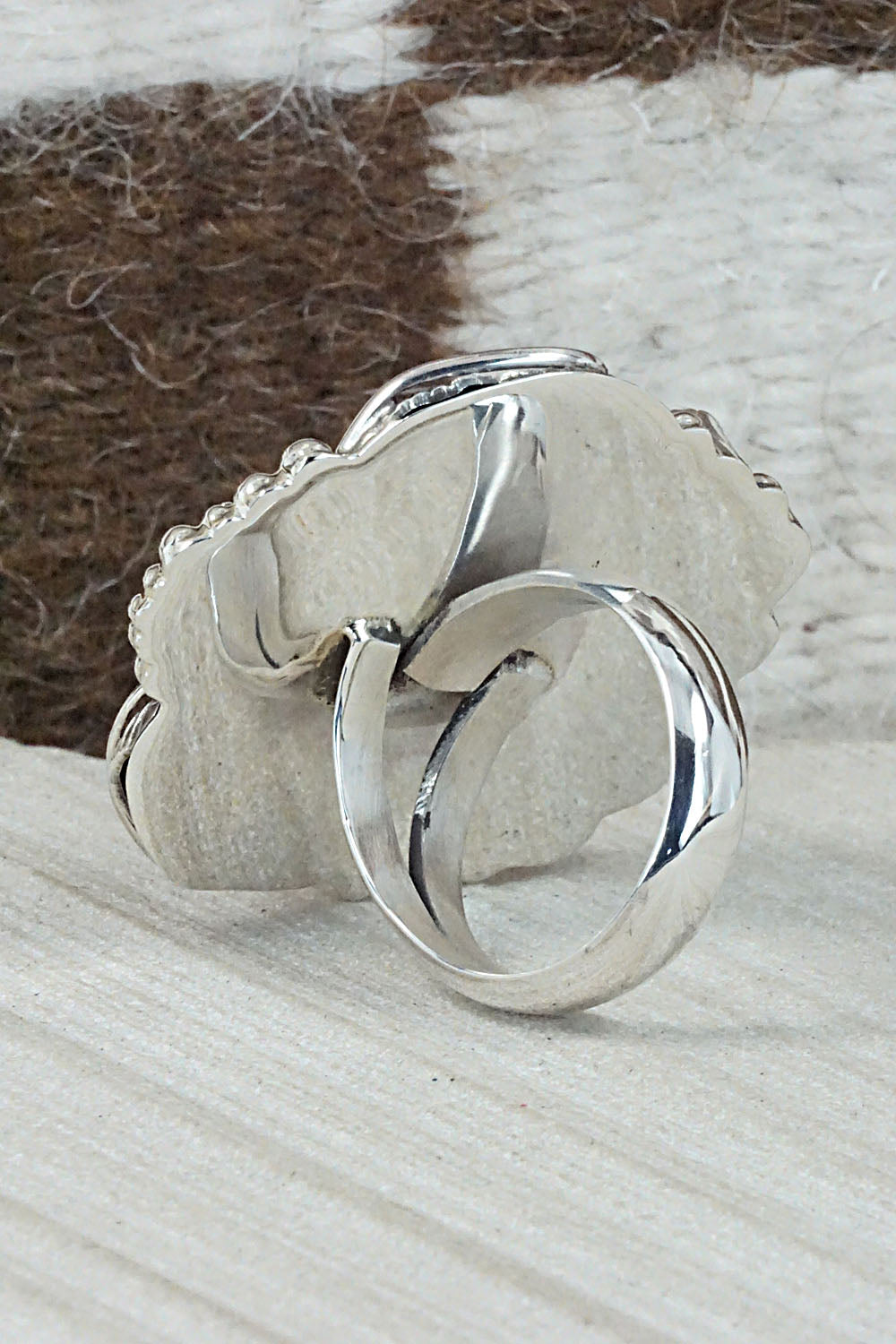 Spiny Oyster, Turquoise & Sterling Silver Ring - Sandra Parkett - Size 8 (Adj)