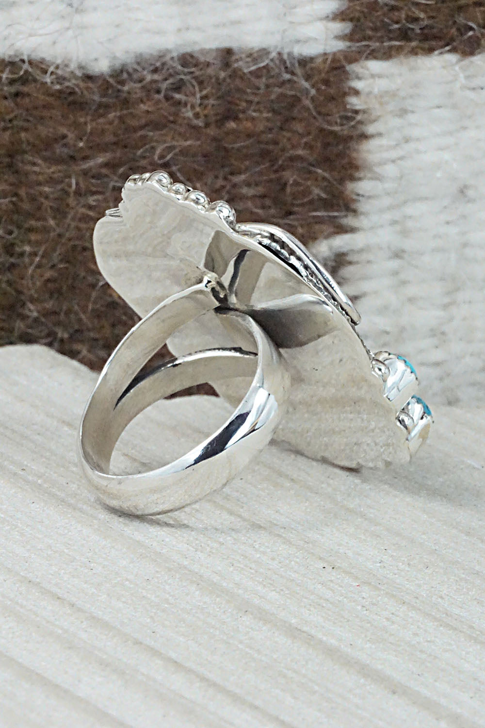Spiny Oyster, Turquoise & Sterling Silver Ring - Sandra Parkett - Size 8 (Adj)