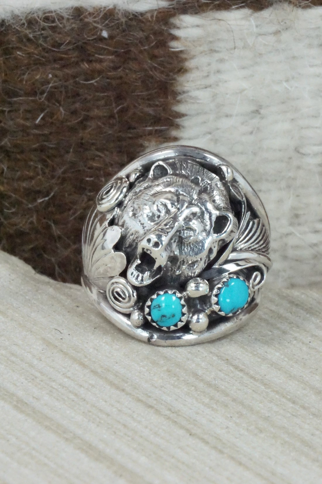 Turquoise & Sterling Silver Ring - Jeannette Saunders - Size 13.5