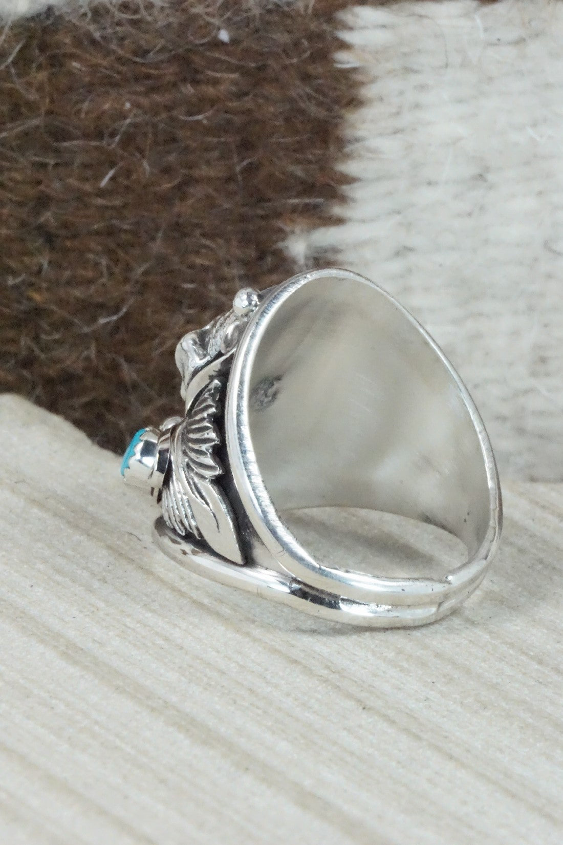 Turquoise & Sterling Silver Ring - Jeannette Saunders - Size 13.5