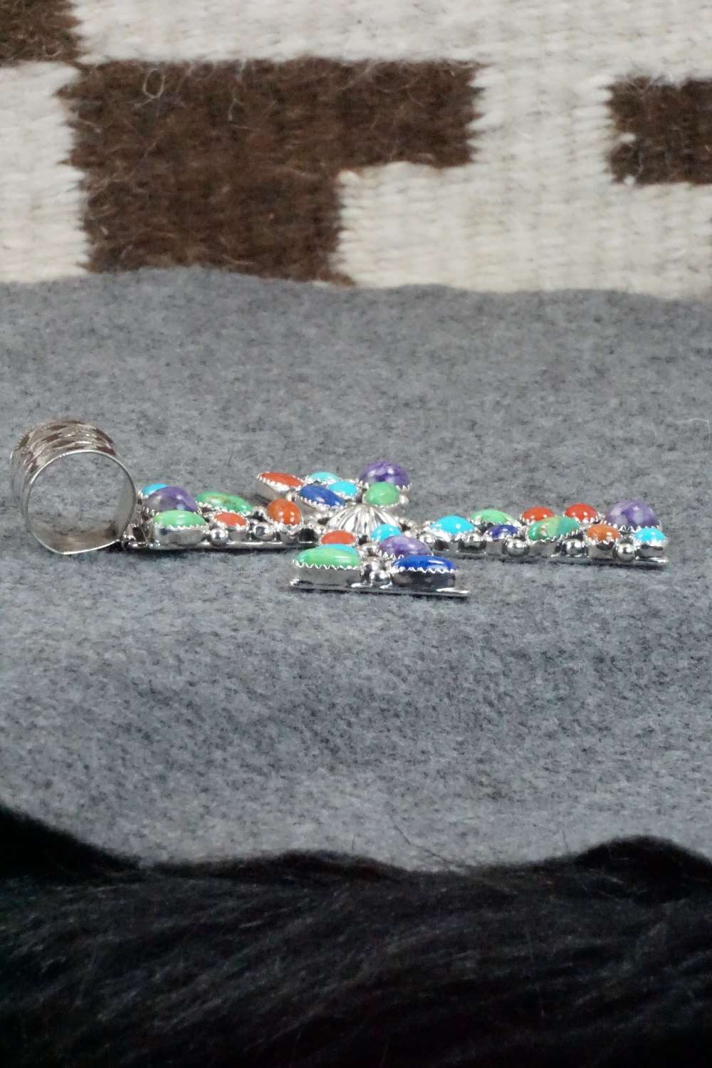 Multi Stone & Sterling Silver Pendant - Navajo