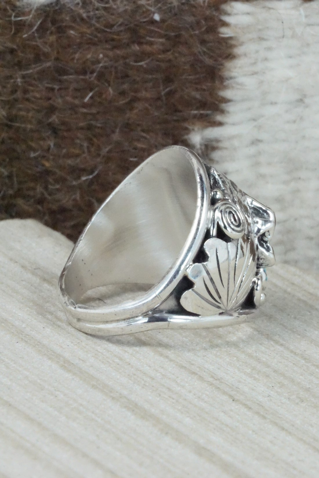 Turquoise & Sterling Silver Ring - Jeannette Saunders - Size 13.5