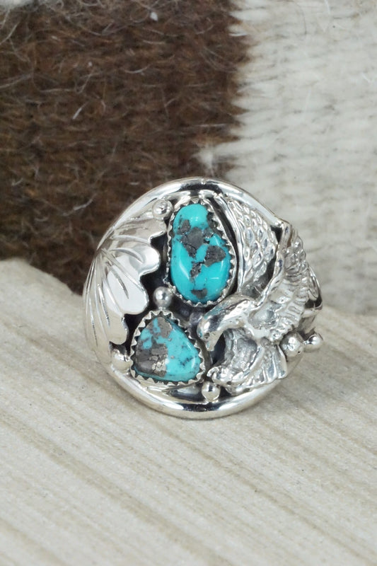 Turquoise & Sterling Silver Ring - Jeannette Saunders - Size 13.5