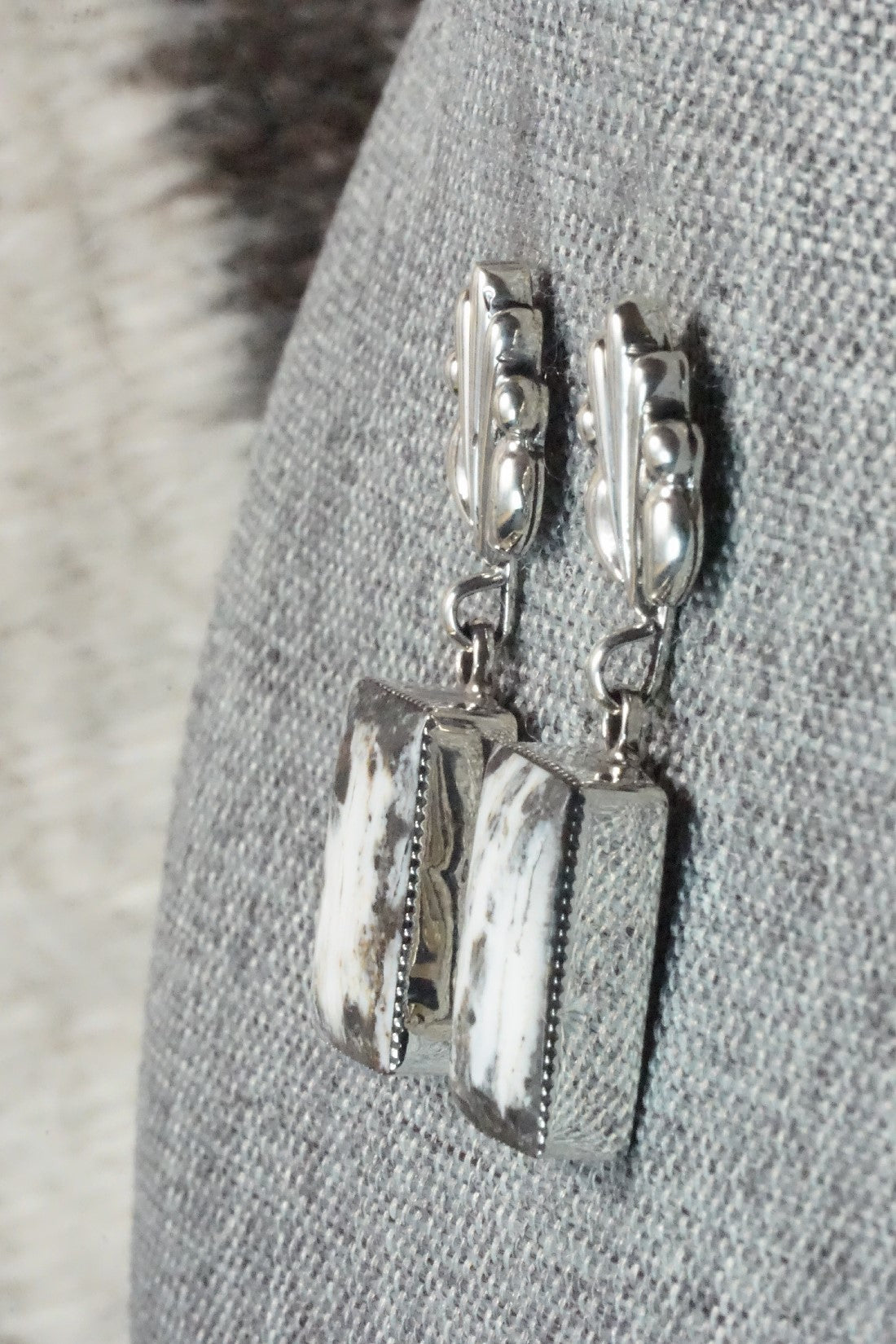 White Buffalo and Sterling Silver Earrings - Sadie Jim