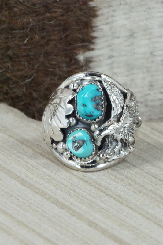 Turquoise & Sterling Silver Ring - Jeannette Saunders - Size 13.5