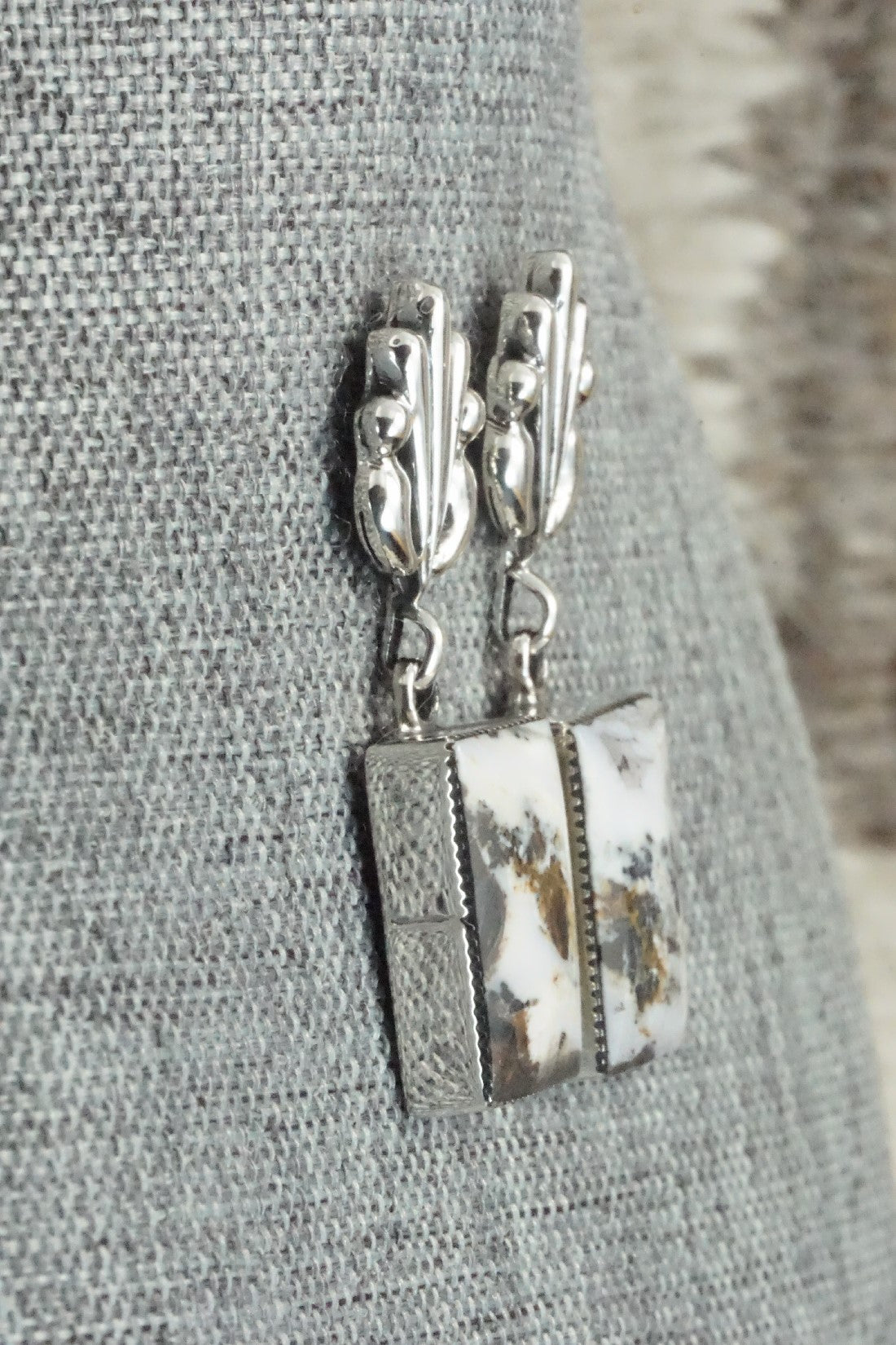 White Buffalo and Sterling Silver Earrings - Sadie Jim