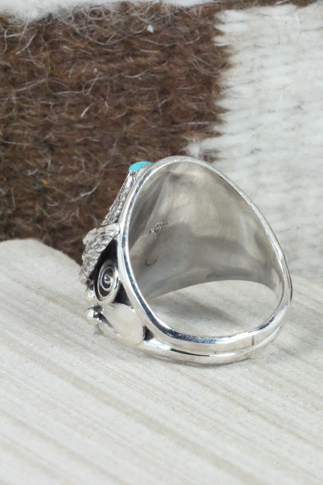 Turquoise & Sterling Silver Ring - Jeannette Saunders - Size 13.5