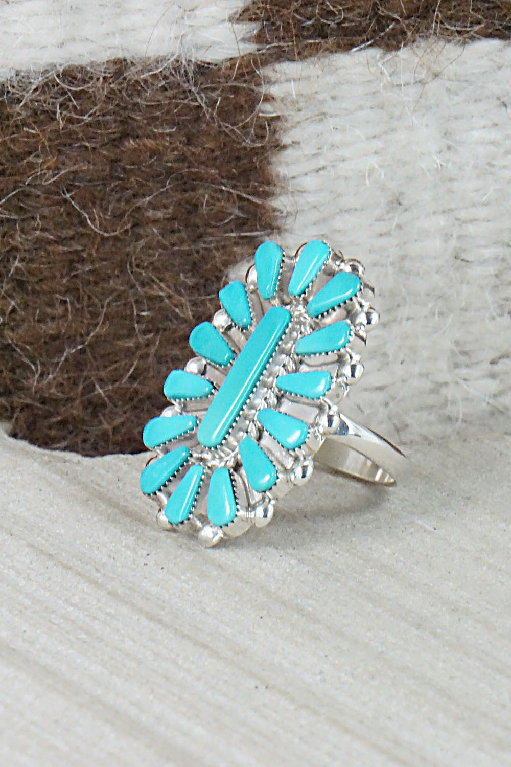 Turquoise & Sterling Silver Ring - Vera Halusewa - Size 7.25