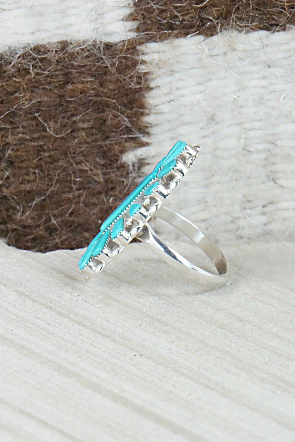 Turquoise & Sterling Silver Ring - Vera Halusewa - Size 7.25