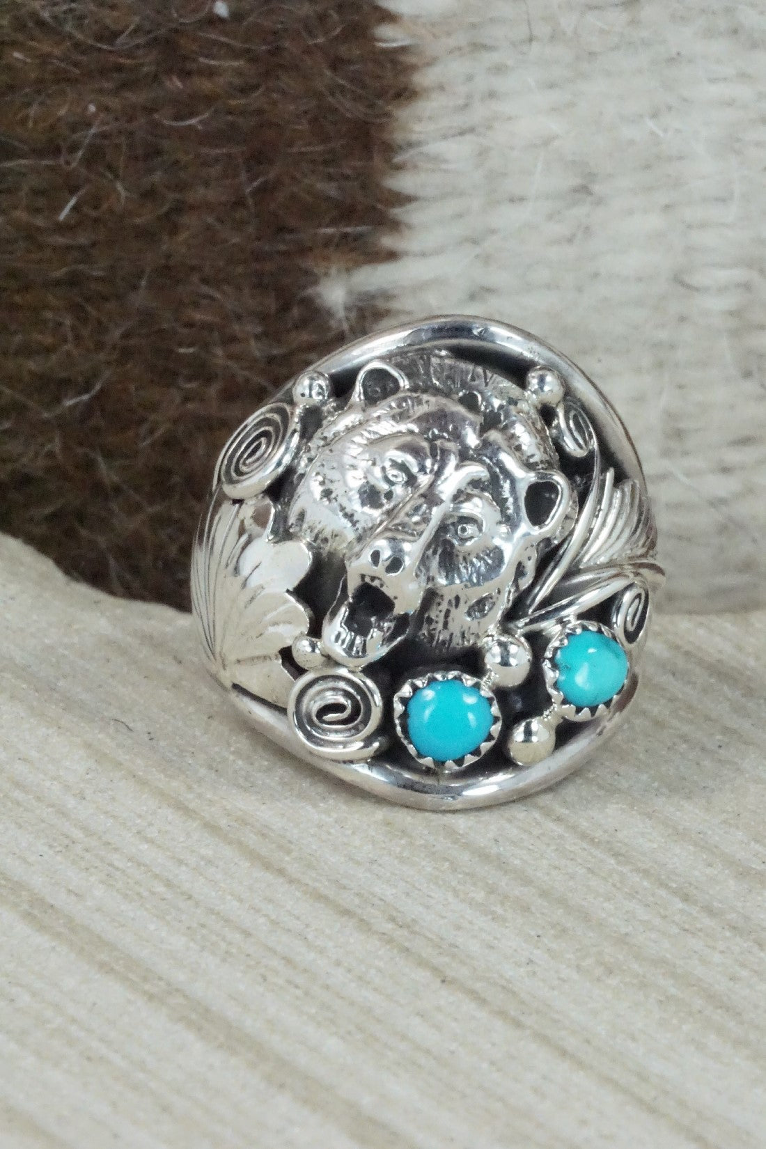 Turquoise & Sterling Silver Ring - Jeannette Saunders - Size 13.75