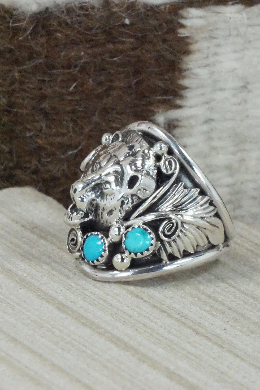 Turquoise & Sterling Silver Ring - Jeannette Saunders - Size 13.75