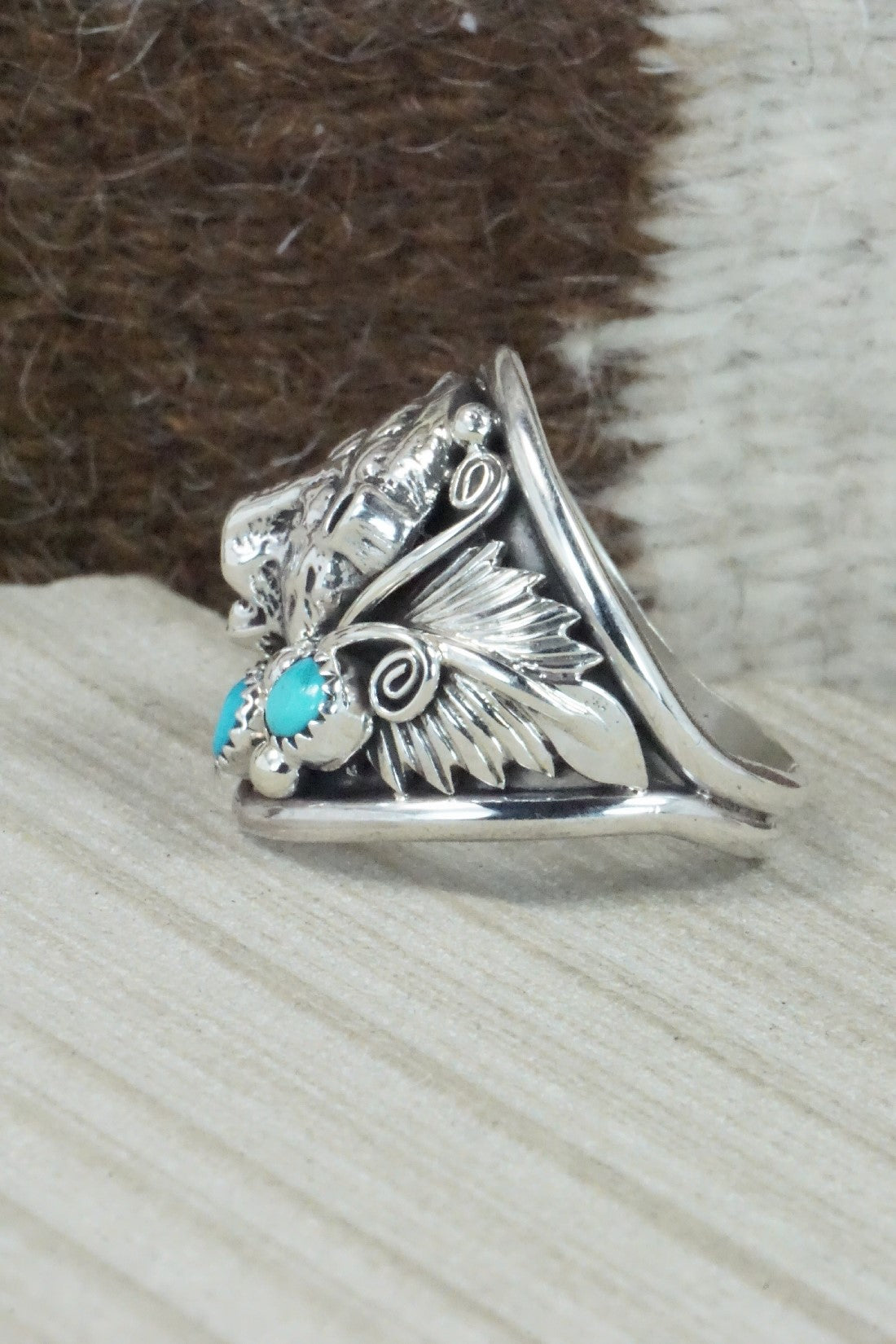 Turquoise & Sterling Silver Ring - Jeannette Saunders - Size 13.75