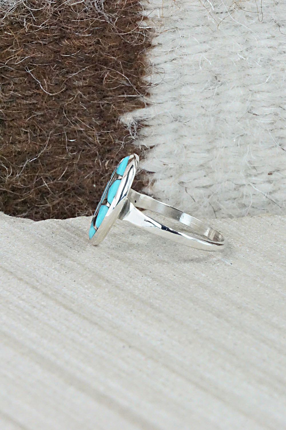 Turquoise & Sterling Silver Ring - Vernon Quandelacy - Size 6.5