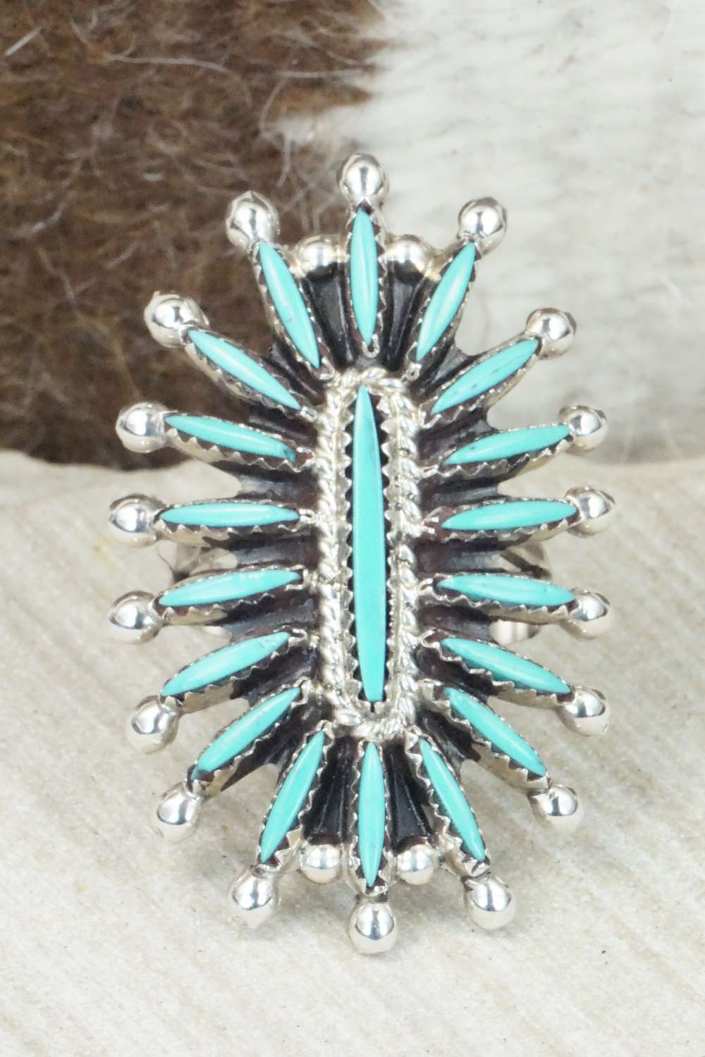 Turquoise & Sterling Silver Bracelet and Ring - Gerald Etsate - Size 9