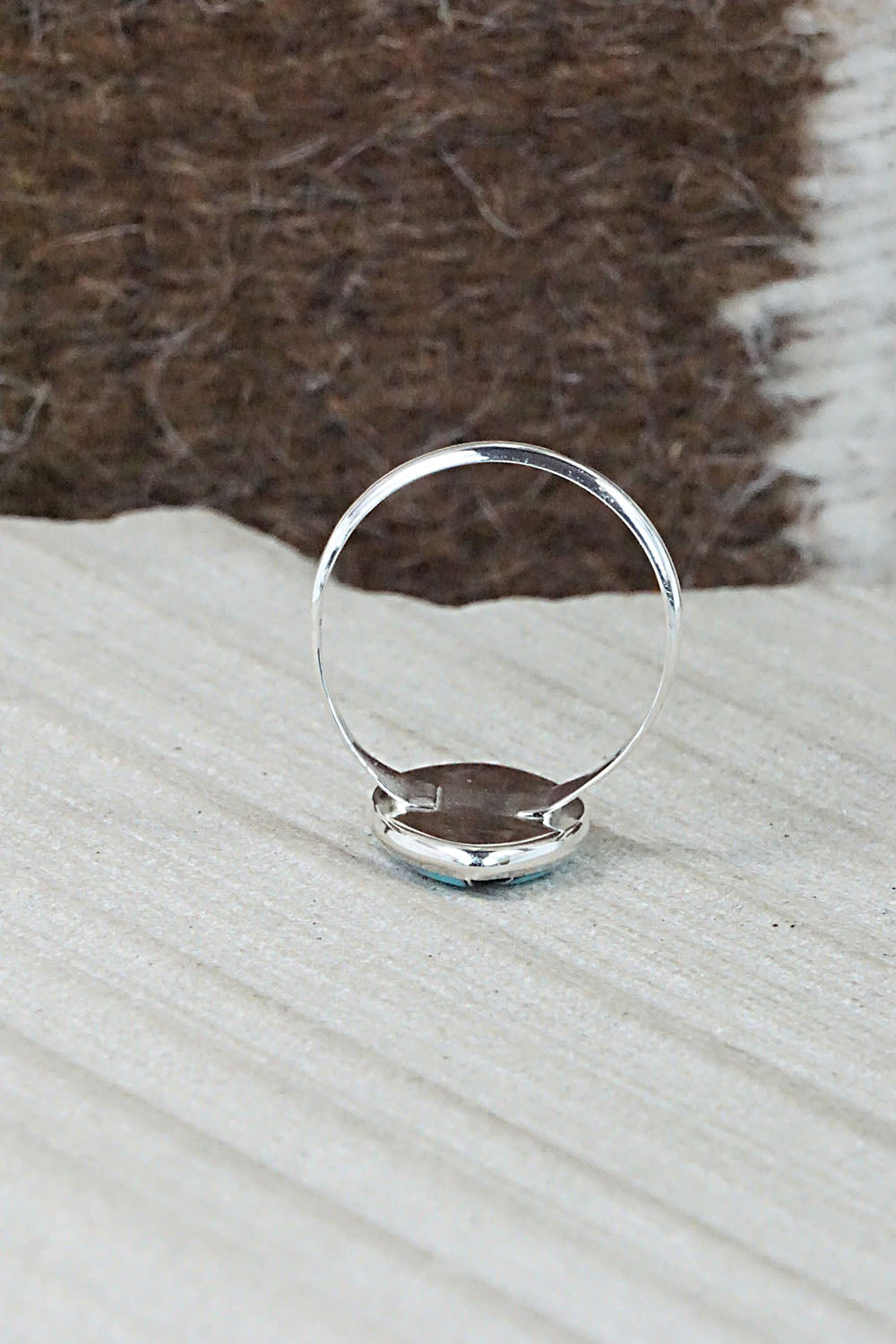 Turquoise & Sterling Silver Ring - Vernon Quandelacy - Size 6.5