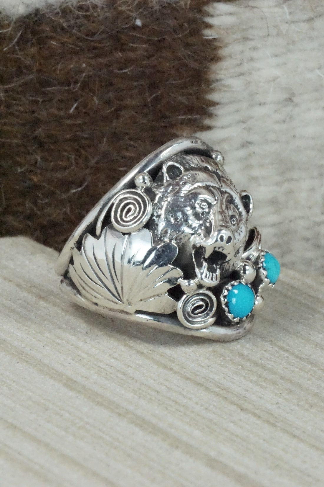Turquoise & Sterling Silver Ring - Jeannette Saunders - Size 13.75