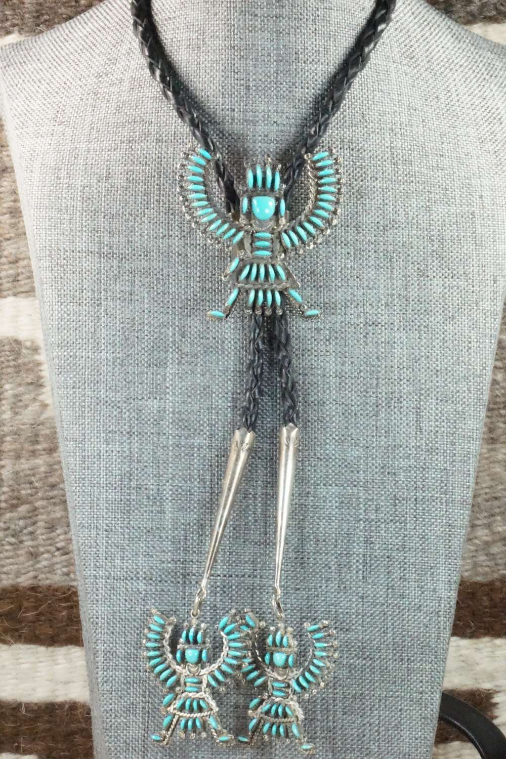 Turquoise & Sterling Silver Bolo Tie - Hugh Bowekaty