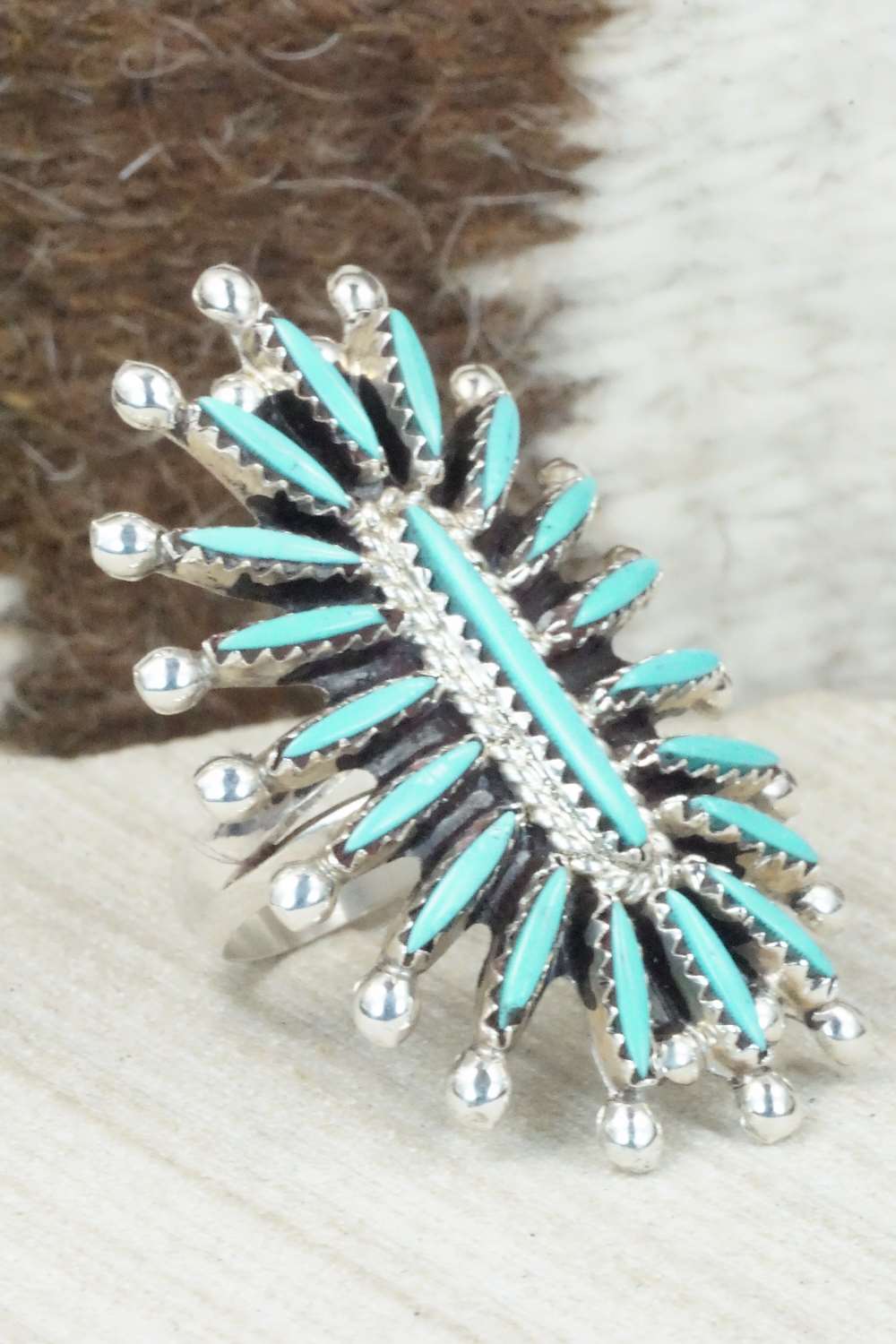 Turquoise & Sterling Silver Bracelet and Ring - Gerald Etsate - Size 9