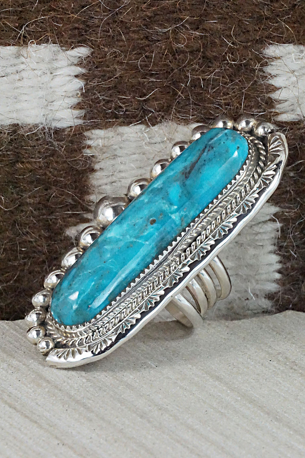 Turquoise and Sterling Silver Ring - Ray Nez - Size 7 (Adj.)