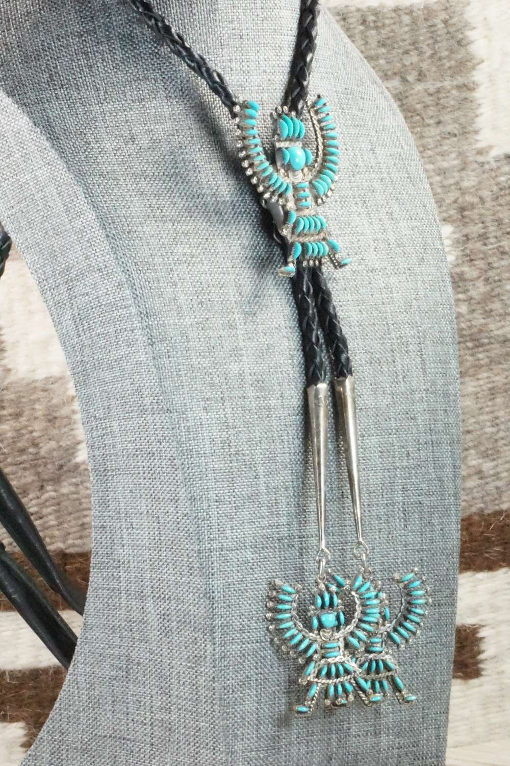 Turquoise & Sterling Silver Bolo Tie - Hugh Bowekaty