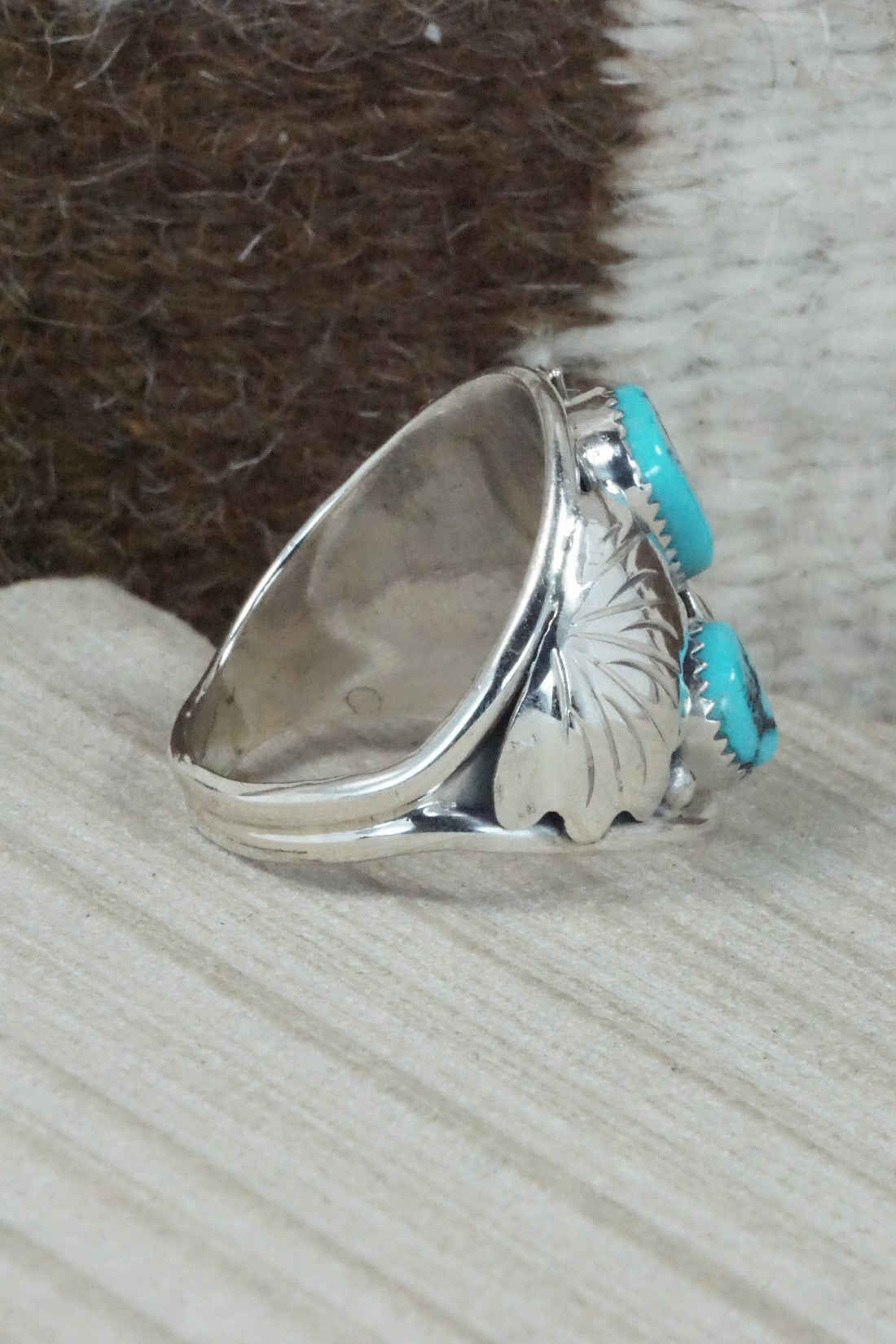 Turquoise & Sterling Silver Ring - Jeannette Saunders - Size 14