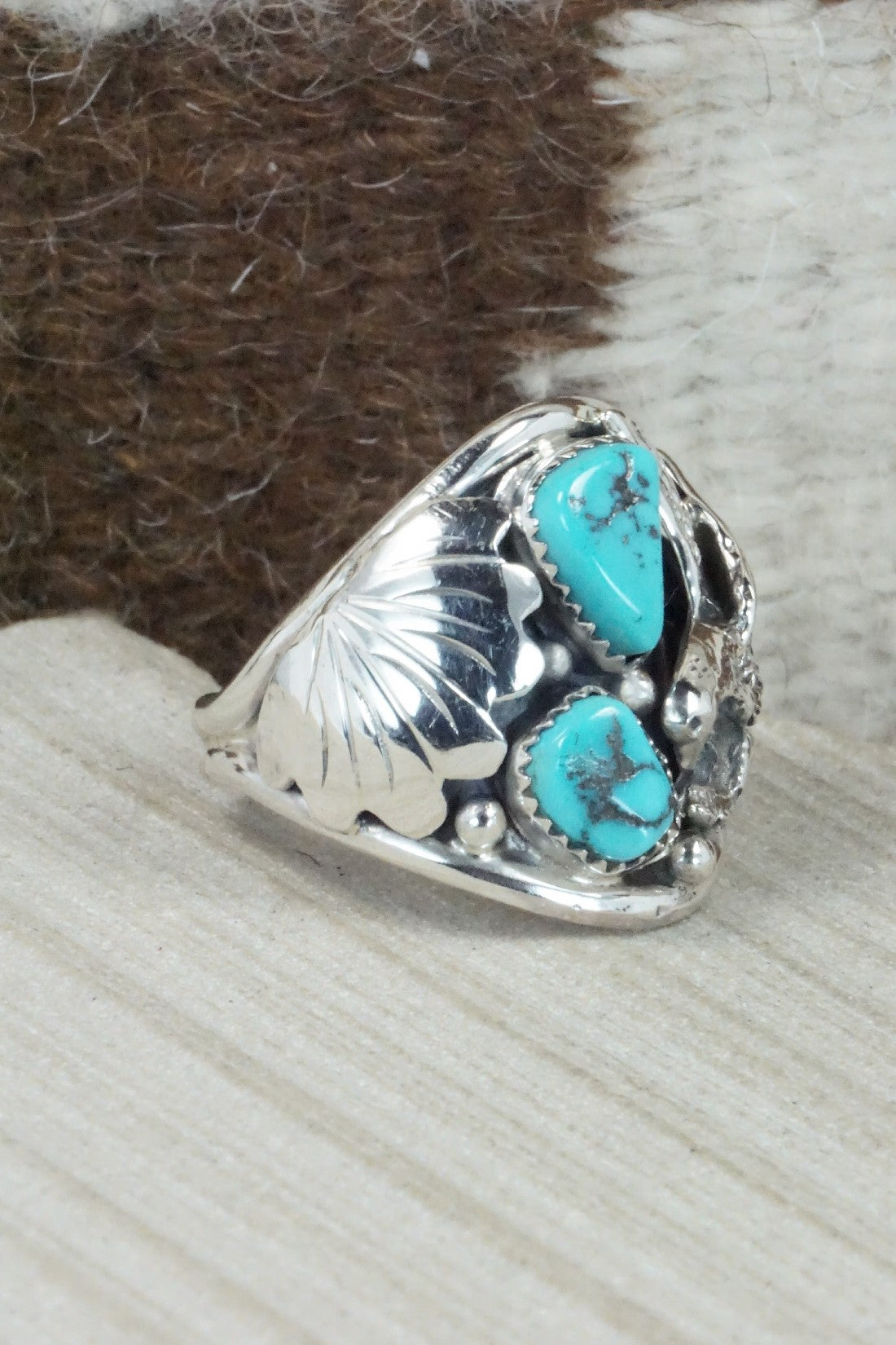 Turquoise & Sterling Silver Ring - Jeannette Saunders - Size 14