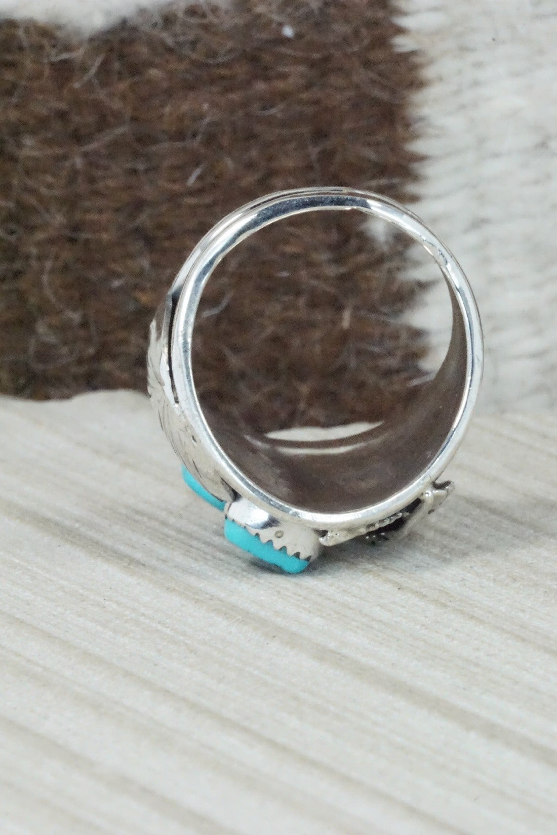 Turquoise & Sterling Silver Ring - Jeannette Saunders - Size 14