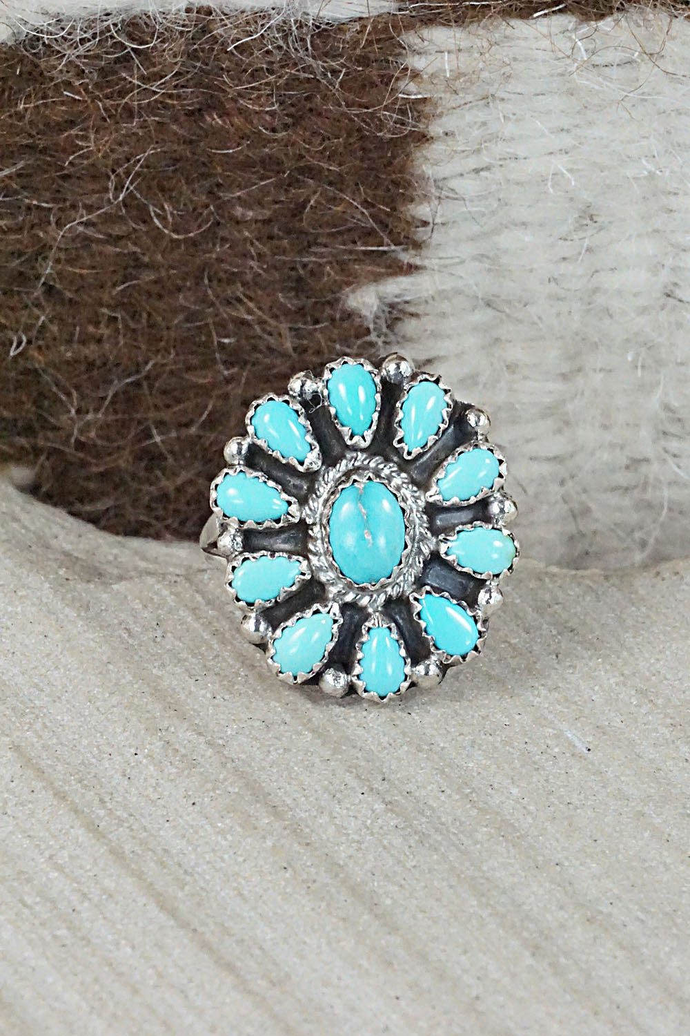 Turquoise Sterling Silver Ring - Roberta Begay - Size 8