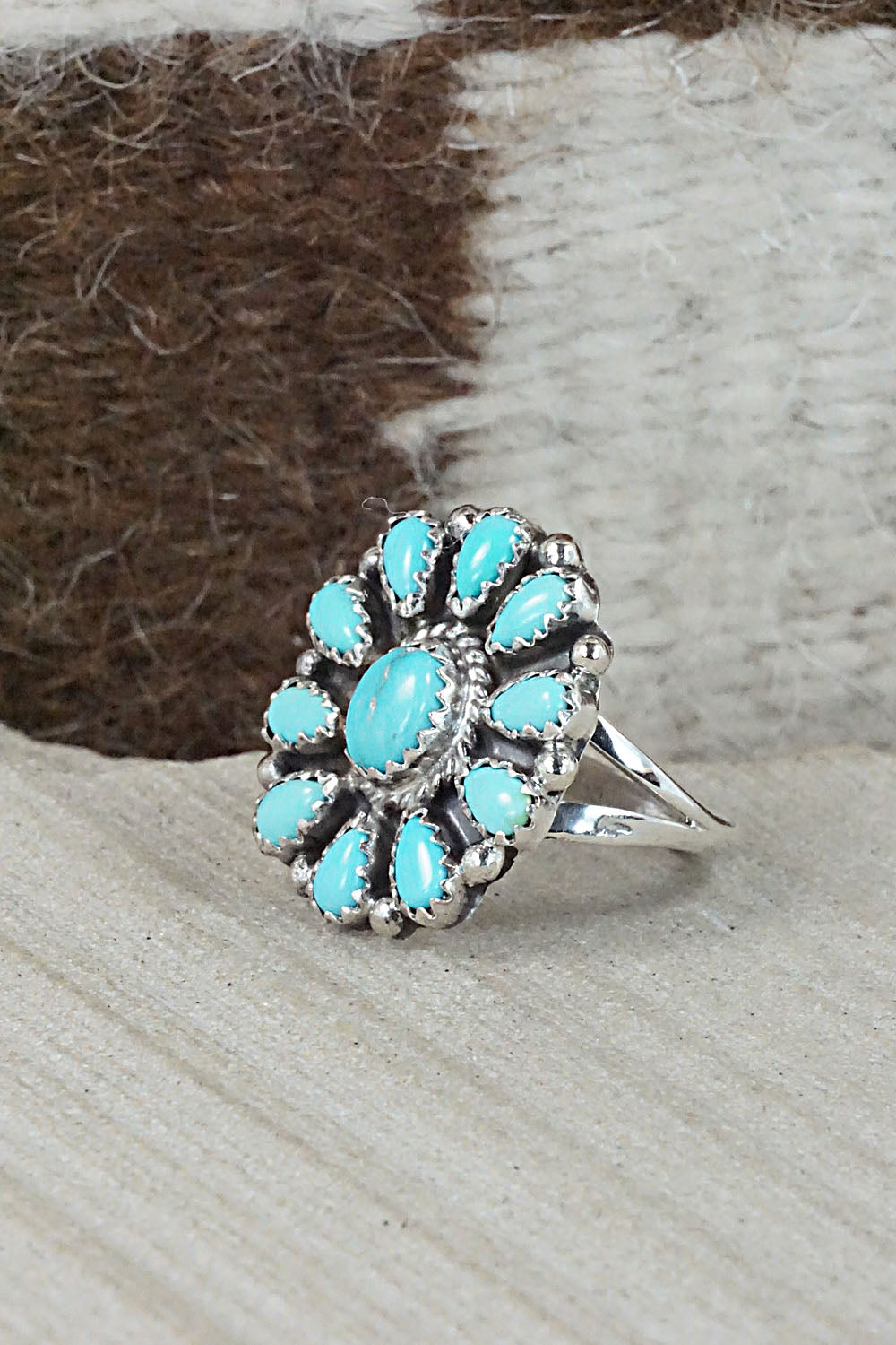 Turquoise Sterling Silver Ring - Roberta Begay - Size 8