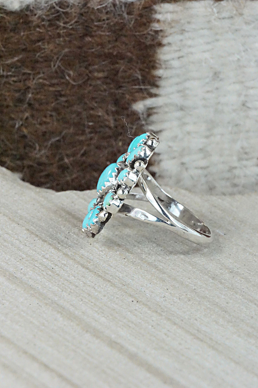 Turquoise Sterling Silver Ring - Roberta Begay - Size 8