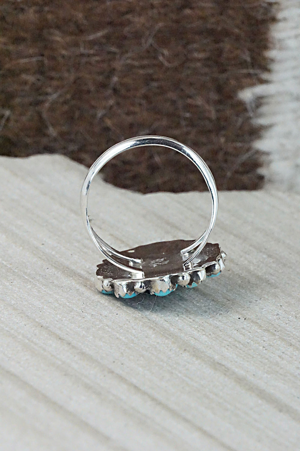 Turquoise Sterling Silver Ring - Roberta Begay - Size 8