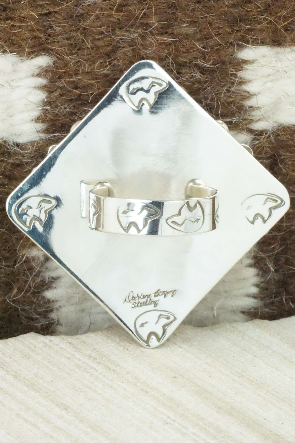 Coral and Sterling Silver Ring - Darlene Begay - Size 8