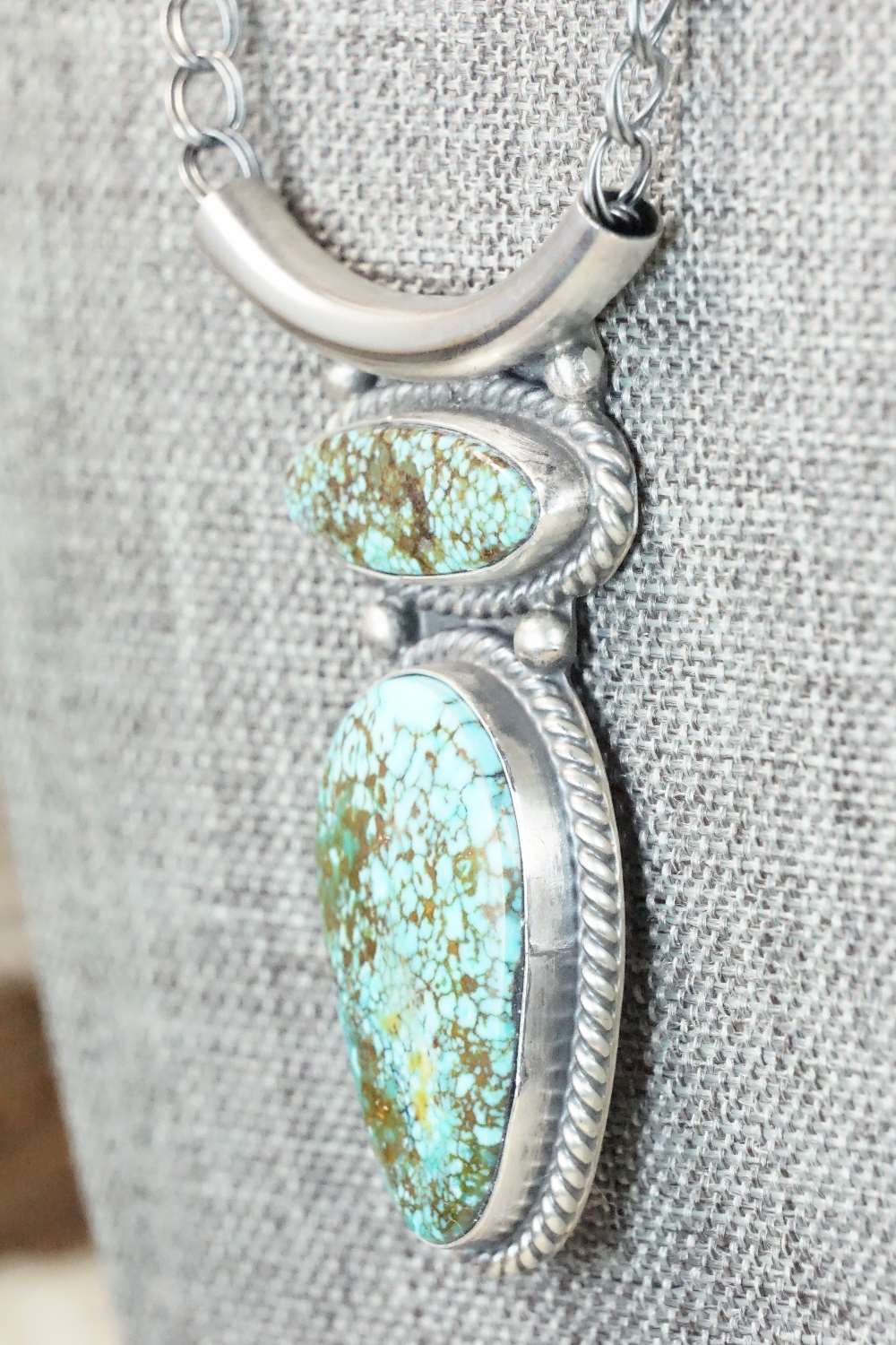 Turquoise & Sterling Silver Necklace - Raymond Delgarito